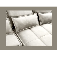 Canapé d'angle LUCAS convertible 4 places beige tissu – droit – 265x196cm 