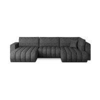 Canapé d'angle BONITA convertible 6 places gris foncé effet marbré – gauche – 350x175cm 