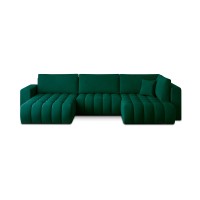 Canapé d'angle BONITA convertible 6 places vert foncé tissu – gauche – 350x175cm 