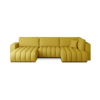 Canapé d'angle BONITA convertible 6 places jaune tissu – gauche – 350x175cm 