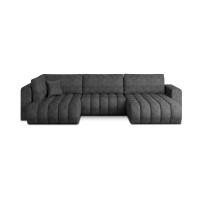 Canapé d'angle BONITA convertible 6 places gris foncé tissu chiné – droit – 350x175cm 