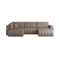 Canapé d'angle BONITA convertible 6 places beige foncé tissu – droit – 350x175cm 