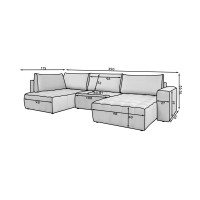 Canapé d'angle BONITA convertible 6 places vert foncé effet velours – droit – 350x175cm 