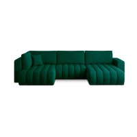 Canapé d'angle BONITA convertible 6 places vert foncé tissu – droit – 350x175cm 