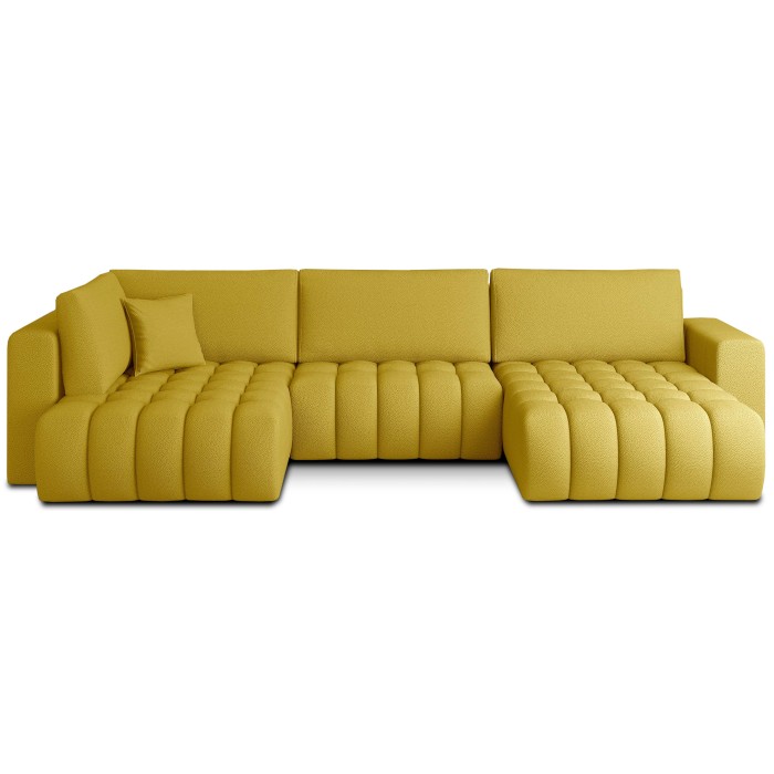 Canapé d'angle BONITA convertible 6 places jaune tissu – droit – 350x175cm 