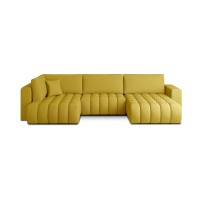 Canapé d'angle BONITA convertible 6 places jaune tissu – droit – 350x175cm 