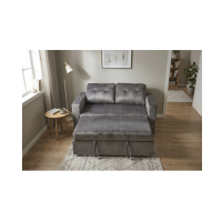 Canapé PRESTO convertible 2 places en velours – Gris foncé – 142 x 82 x 86 cm