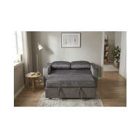 Canapé PRESTO convertible 2 places en velours – Gris foncé – 142 x 82 x 86 cm