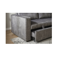 Canapé PRESTO convertible 2 places en velours – Gris foncé – 142 x 82 x 86 cm