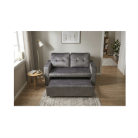 Canapé PRESTO convertible 2 places en velours – Gris foncé – 142 x 82 x 86 cm