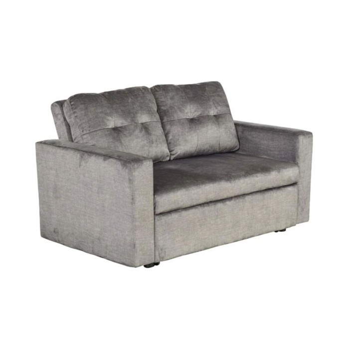 Canapé PRESTO convertible 2 places en velours – Gris foncé – 142 x 82 x 86 cm