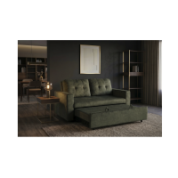Canapé PRESTO convertible 2 places en velours – Vert foncé – 142 x 82 x 86 cm