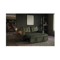 Canapé PRESTO convertible 2 places en velours – Vert foncé – 142 x 82 x 86 cm