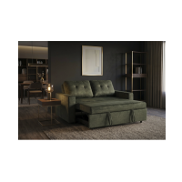 Canapé PRESTO convertible 2 places en velours – Vert foncé – 142 x 82 x 86 cm