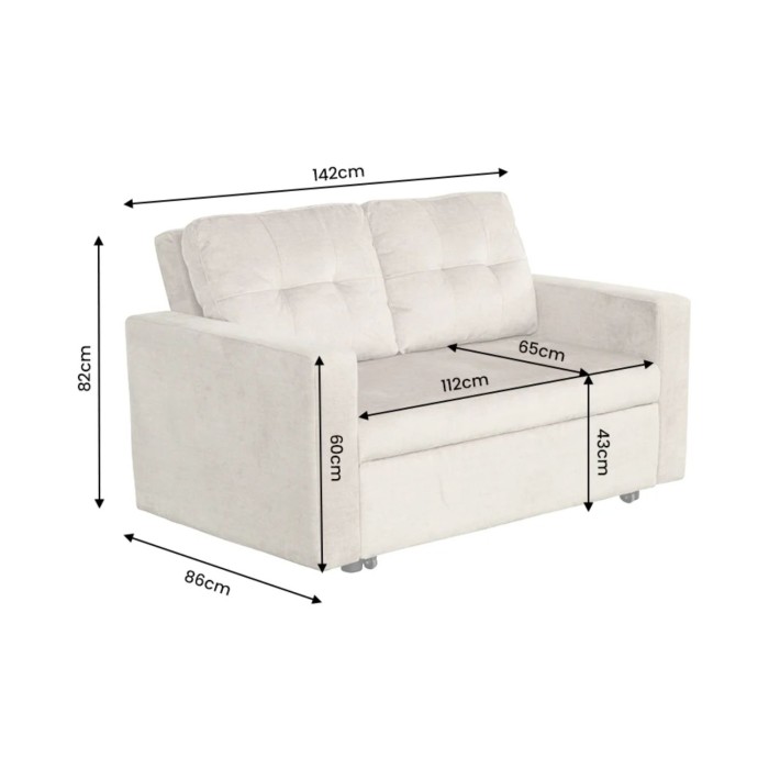 Canapé PRESTO convertible 2 places en velours – Vert foncé – 142 x 82 x 86 cm