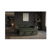 Canapé PRESTO convertible 2 places en velours – Vert foncé – 142 x 82 x 86 cm