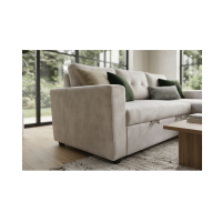 Canapé d’angle CALDERO convertible 3 places avec coffre – Beige champagne – 202 x 90 x 150 cm