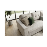 Canapé d’angle CALDERO convertible 3 places avec coffre – Beige champagne – 202 x 90 x 150 cm