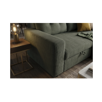 Canapé d’angle CALDERO convertible 3 places avec coffre – Velours vert foncé – 202 x 90 x 150 cm