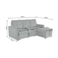 Canapé d’angle CALDERO convertible 3 places avec coffre – Velours vert foncé – 202 x 90 x 150 cm