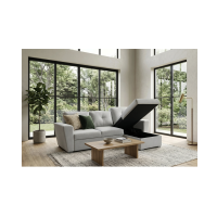 Canapé d'angle convertible CALDERO blanc avec coffre ouvert