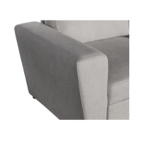 Zoom sur l'accoudoir du canapé d'angle convertible CALDERO blanc