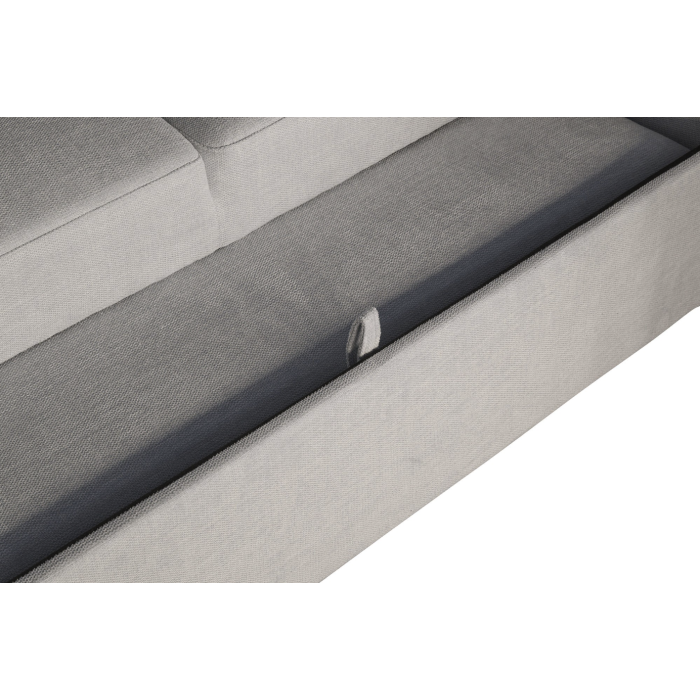 Zoom sur le tiroir du canapé d'angle convertible CALDERO blanc