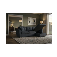 Canapé d’angle CALDERO convertible 3 places avec coffre – Gris foncé – 245 x 90 x 155 cm
