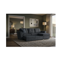 Canapé d’angle CALDERO convertible 3 places avec coffre – Gris foncé – 245 x 90 x 155 cm
