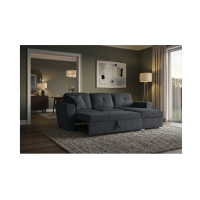 Canapé d’angle CALDERO convertible 3 places avec coffre – Gris foncé – 245 x 90 x 155 cm
