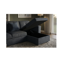 Canapé d’angle CALDERO convertible 3 places avec coffre – Gris foncé – 245 x 90 x 155 cm