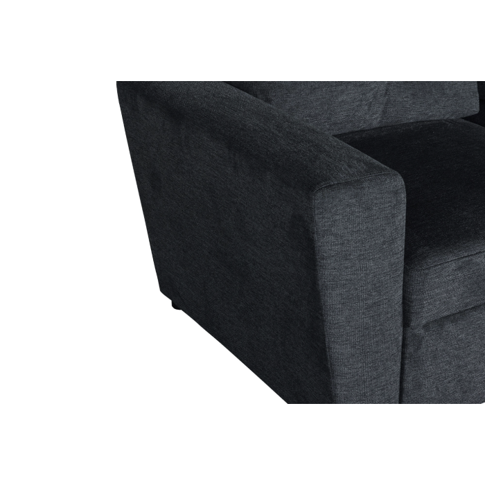Canapé d’angle CALDERO convertible 3 places avec coffre – Gris foncé – 245 x 90 x 155 cm