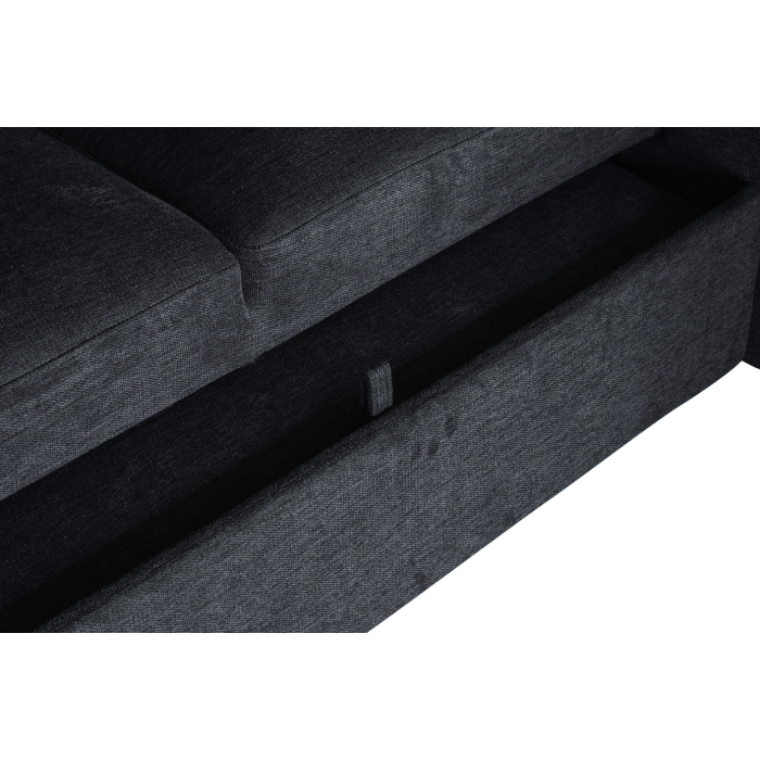 Canapé d’angle CALDERO convertible 3 places avec coffre – Gris foncé – 245 x 90 x 155 cm