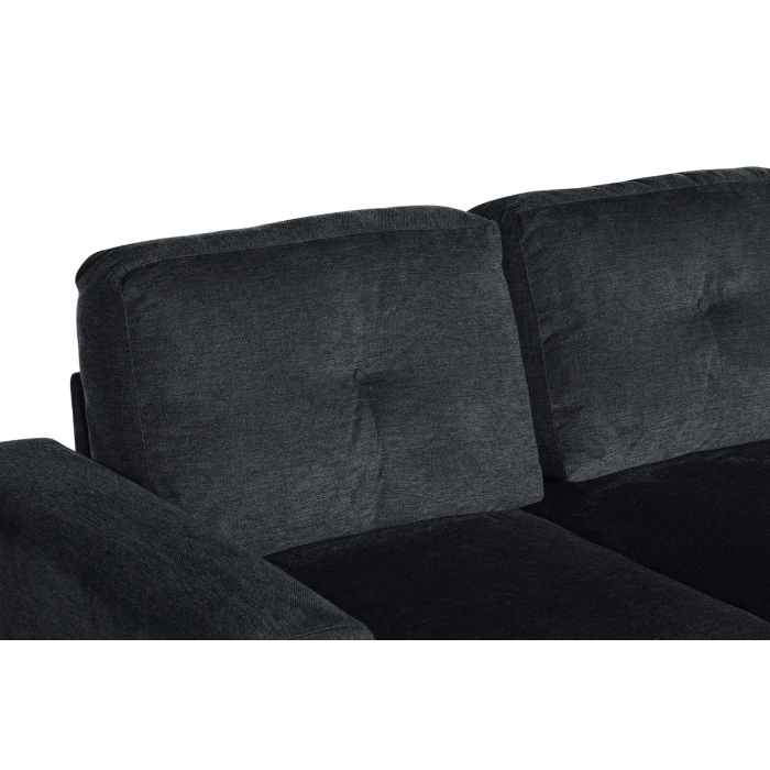 Canapé d’angle CALDERO convertible 3 places avec coffre – Gris foncé – 245 x 90 x 155 cm