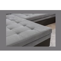 Canapé panoramique convertible CALDERO 5 places gris – angle gauche 