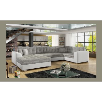 Canapé panoramique convertible CALDERO 5 places gris – angle gauche 