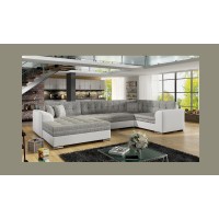 Canapé panoramique convertible CALDERO 5 places gris – angle gauche 