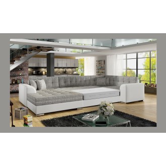 Canapé panoramique convertible CALDERO 5 places gris – angle gauche 