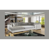 Canapé panoramique convertible CALDERO 5 places gris – angle gauche 