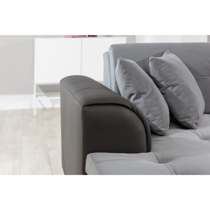 Canapé panoramique convertible CALDERO 5 places gris – angle gauche 