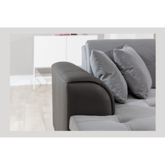Canapé panoramique convertible CALDERO 5 places gris – angle gauche 