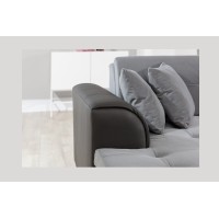 Canapé panoramique convertible CALDERO 5 places beige et chocolat – angle gauche 