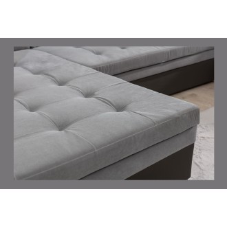 Canapé panoramique convertible CALDERO 5 places gris et noir – angle gauche – 4 coussins 