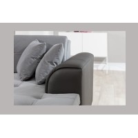 Canapé panoramique convertible CALDERO 5 places beige et chocolat – angle droit 