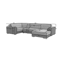 Canapé panoramique convertible CALDERO 5 places beige et chocolat – angle droit 