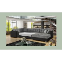 Canapé panoramique convertible CALDERO 5 places gris et noir – angle droit 
