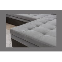 Canapé panoramique convertible CALDERO 5 places gris et noir – angle droit 