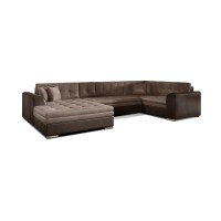 Canapé panoramique convertible CALDERO 5 places marron – angle gauche 
