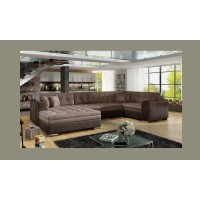 Canapé panoramique convertible CALDERO 5 places marron – angle gauche 