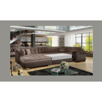 Canapé panoramique convertible CALDERO 5 places marron – angle gauche 